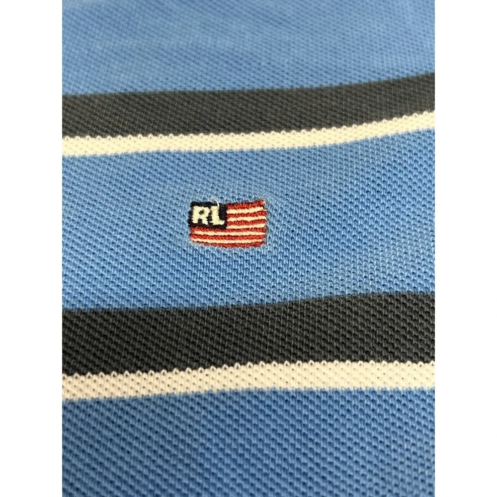 Polo‎ Jeans Co Ralph Lauren Shirt Men's XL Blue & Navy Striped Ribbed